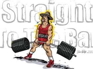 Drawing of Scott Andrew Bird performing a deadlift. Artwork by Vince Palko.